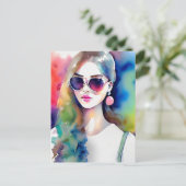 Tekening Meisje Illustratie, Mode Meisje, Vrouw Briefkaart (Staand voorkant)