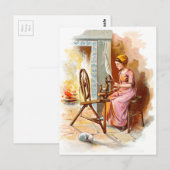  tekening: Meisje met draaiende wiel Briefkaart (Voorkant / Achterkant)