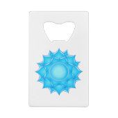 Tekening met blauw glas Lotus-ventilator Creditkaart Flessenopener (Achterkant)