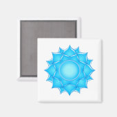 Tekening met blauw glas Lotus-ventilator Magneet (Voorkant / Achterkant)