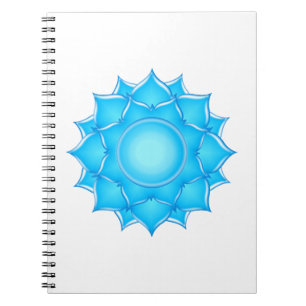 Tekening met blauw glas Lotus-ventilator Notitieboek