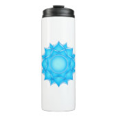 Tekening met blauw glas Lotus-ventilator Thermosbeker (Voorkant)