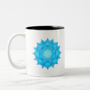Tekening met blauw glas Lotus-ventilator Tweekleurige Koffiemok