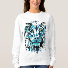 Tekening met blauw leeuwenkop | Lion Sweatshirt