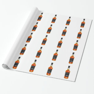 Tekening met flesje met whiskey geïsoleerd op wit cadeaupapier