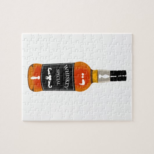 Tekening met flesje met whiskey geïsoleerd op witt legpuzzel (Horizontaal)