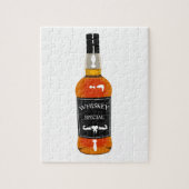 Tekening met flesje met whiskey geïsoleerd op witt legpuzzel (Verticaal)