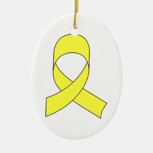 Tekening met gele lint keramisch ornament