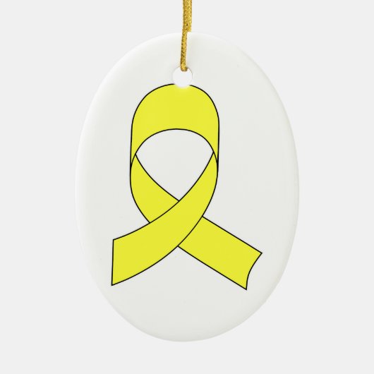 Tekening met gele lint keramisch ornament (Voorkant)