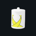Tekening met gele lint theepot<br><div class="desc">Een eenvoudige tekening van een geel lintje. Symbool van bewustzijn. Een ontwerp voor een doel.</div>