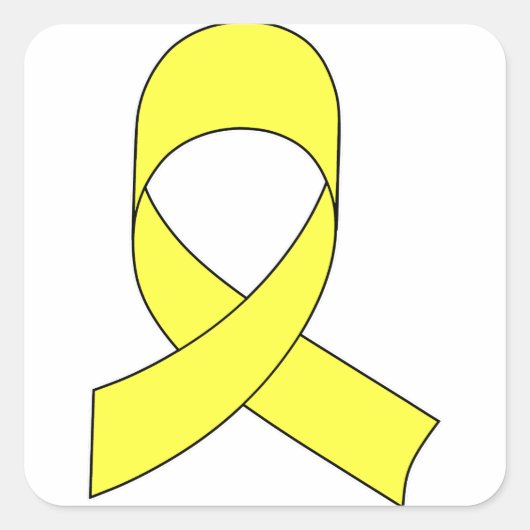 Tekening met gele lint vierkante sticker (Voorkant)