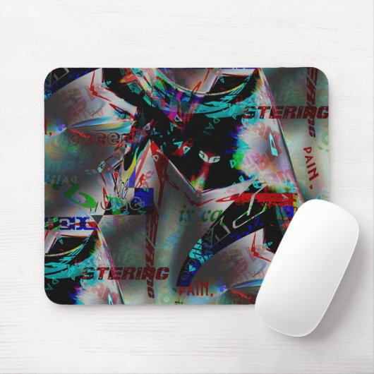 Tekening met knipsel van donkere banner en woordpu muismat (Met muis)