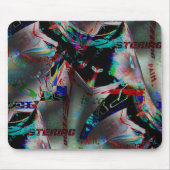 Tekening met knipsel van donkere banner en woordpu muismat (Voorkant)