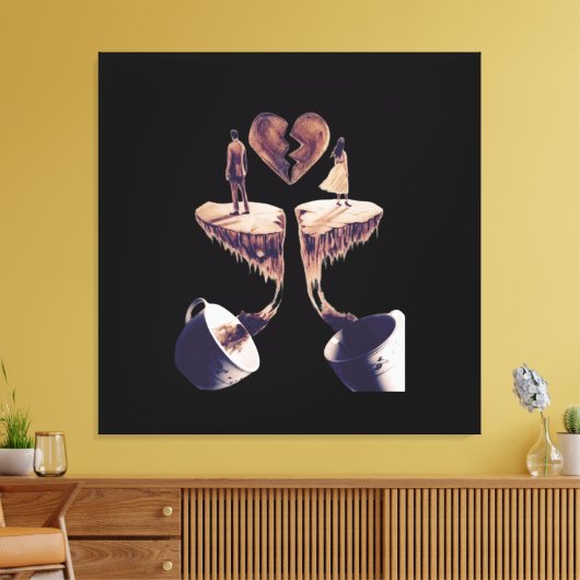 Tekening met koffietekening canvas afdruk (Insitu (Woonkamer))