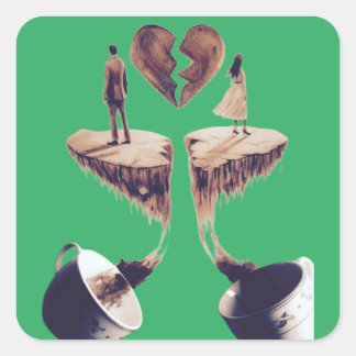 Tekening met koffietekening vierkante sticker