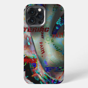 Tekening met uitsnede van donkere banner en woordp iPhone 13 pro max hoesje