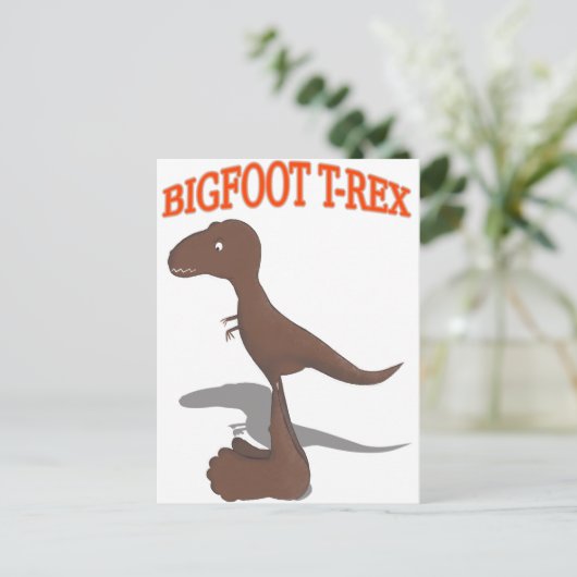 Tekening met voet T-Rex Briefkaart (Staand voorkant)