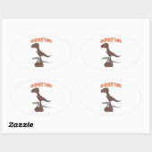 Tekening met voet T-Rex Ovale Sticker (Vel)