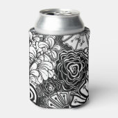 Tekening met zwarte en witte flens blikjeskoeler (Blikje Voorkant)