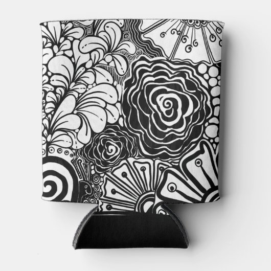 Tekening met zwarte en witte flens blikjeskoeler (Voorkant)