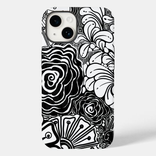 Tekening met zwarte en witte flens Case-Mate iPhone case (Achterkant)