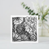 Tekening met zwarte en witte flens feestdagenkaart (Staand voorkant)