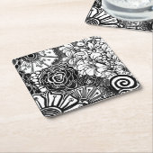 Tekening met zwarte en witte flens kartonnen onderzetters (Schuin)