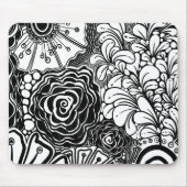 Tekening met zwarte en witte flens muismat (Voorkant)