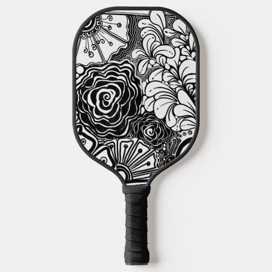 Tekening met zwarte en witte flens pickleball paddle (Voorkant)