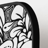 Tekening met zwarte en witte flens pickleball paddle (Links Detail)