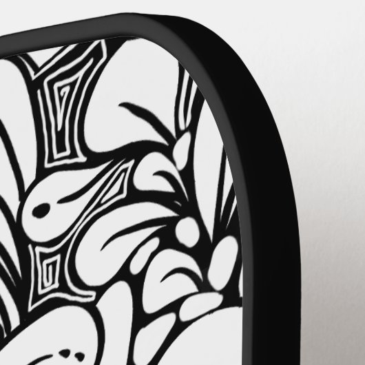 Tekening met zwarte en witte flens pickleball paddle (Links Detail)