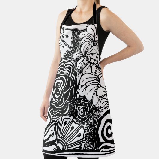 Tekening met zwarte en witte flens schort (Insitu)