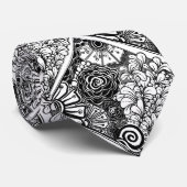 Tekening met zwarte en witte flens stropdas (Opgerold)