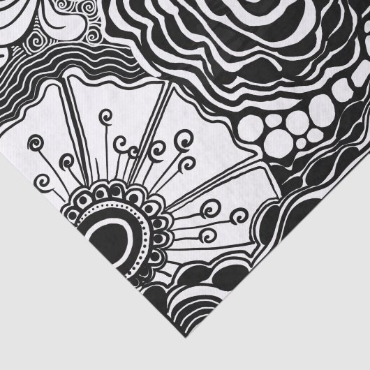 Tekening met zwarte en witte flens tissuepapier (Detail)