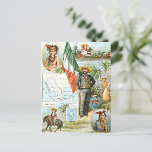  tekening: Mexico Collage Briefkaart (Staand voorkant)
