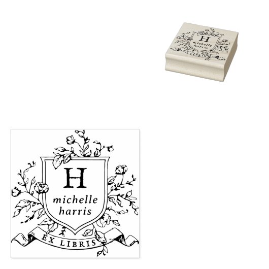 tekening monogram Ex libris Name Book Rubberstempel (Gestempeld)
