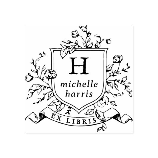 tekening monogram Ex libris Name Book Rubberstempel (Afrduk)
