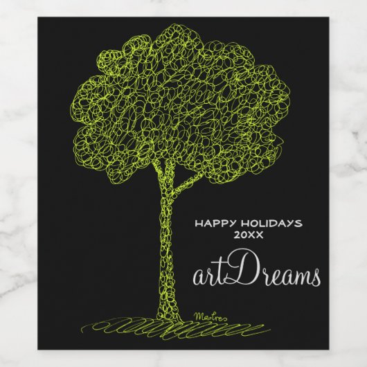 Tekening natuur wijn etiket (Enkel label)