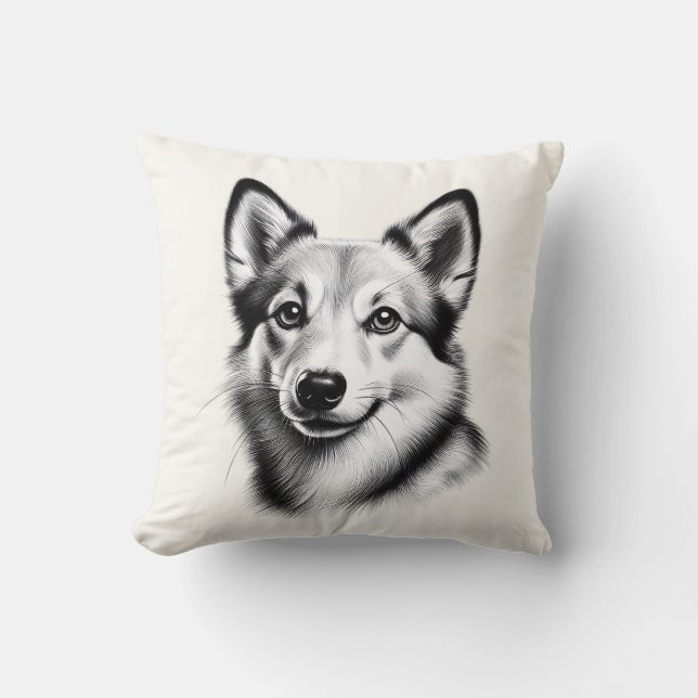Tekening Noorse Lundehund Kussen (Voorkant)