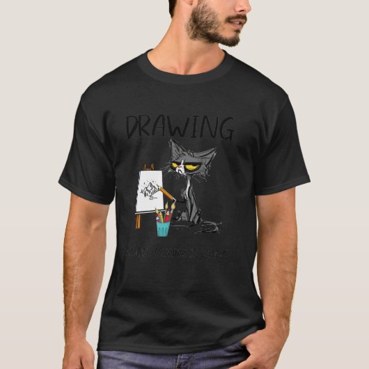 Tekening Omdat Moord Verkeerd Is Kat Tekening T-shirt (Voorkant)