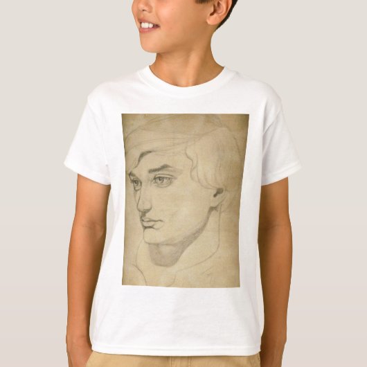Tekening op renaissancestijl van een jong man t-shirt (Voorkant)