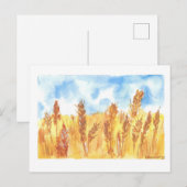 Tekening originele Waterverf Oekraïne Wheat Field Briefkaart (Voorkant / Achterkant)