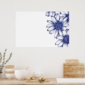 tekening paarse madeliefje poster (Keuken)