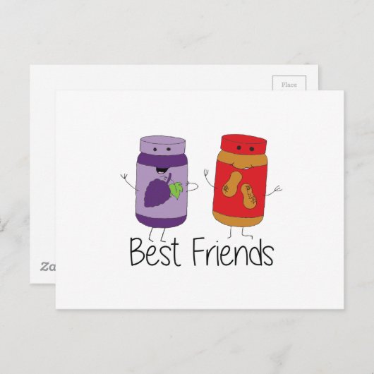 Tekening PB en J Best Friends Pb en J BFF Briefkaart (Voorkant / Achterkant)