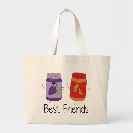 Tekening PB en J Best Friends Pb en J BFF Grote Tote Bag (Voorkant)