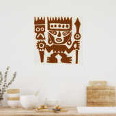 Tekening Peru Warrior-vierkant Poster (Keuken)