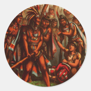  tekening: Pocahontas, de Indiase prinses Ronde Sticker