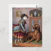  tekening: Puss in volledige kleding Briefkaart (Voorkant / Achterkant)