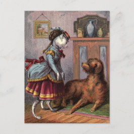  tekening: Puss in volledige kleding Briefkaart