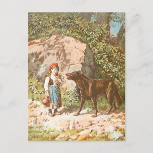  tekening: Red Riding Hood en de Wolf Briefkaart (Voorkant)